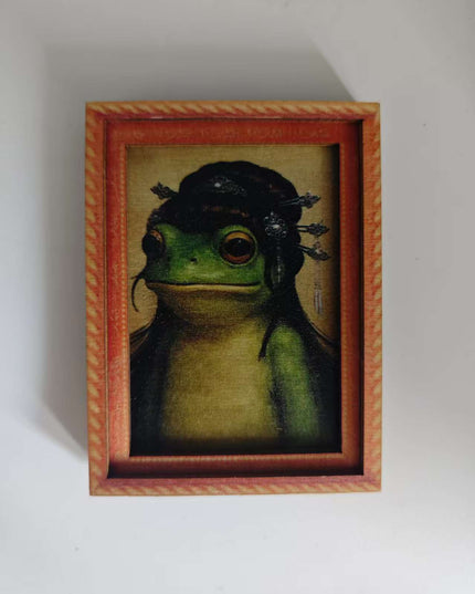 Fun And Quirky Frog-print Wooden Photo Frame Fridge Magnet