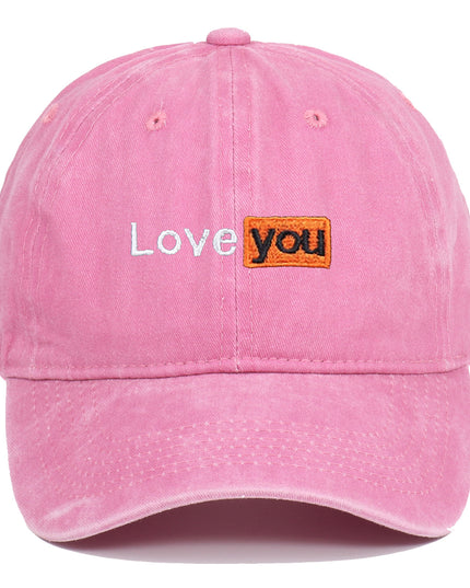 Love You Embroidered Hat Retro Distressed Soft Top