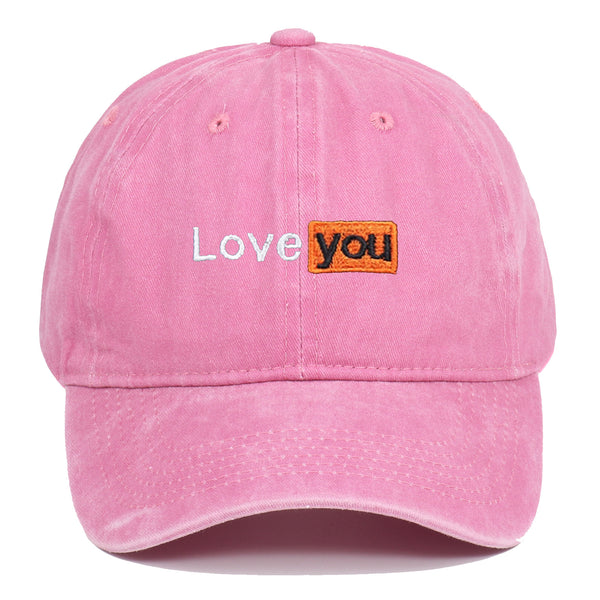 Love You Embroidered Hat Retro Distressed Soft Top