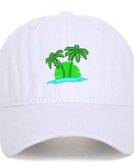 Coconut Embroidery Pattern Washed Old Soft Top Baseball Cap