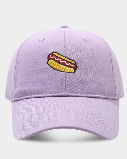 Hot Dog Embroidery Pattern Soft Top Peak Cap
