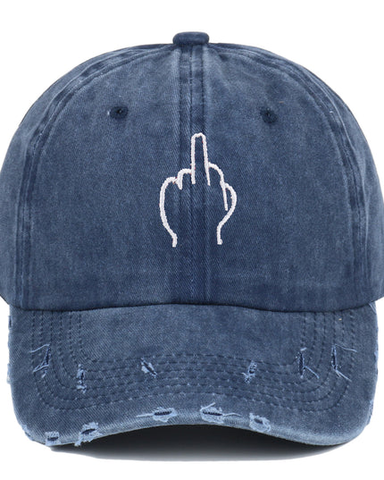 Retro Gesture Embroidered Peaked Cap Women's Make Old Ripped Baseball