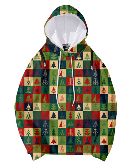 Christmas Element Printed Detachable Hooded Loose Women's Sweater