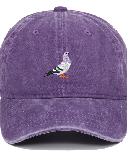 Pigeon Embroidered Washed Sun Hat