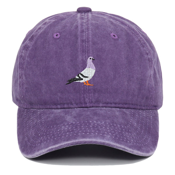 Pigeon Embroidered Washed Sun Hat