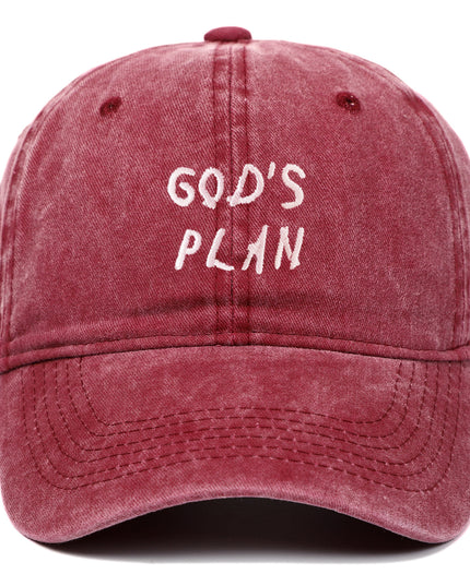 GODS PLAN Embroidered Baseball Cap Pure Cotton Washed
