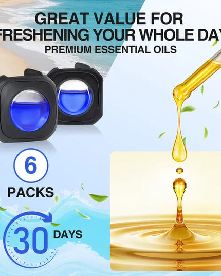 6 Scent 6 Clips Car New Car Scent Car Air Freshener Car Vent Clip, Long Lasting, 4ml Per Unit Safe Materials Easy To Use, Refresh Anytime