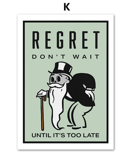 Stock Market Money Monopoly Inspirational Wall Art Canvas Painting Living Room Decor Wall Painting