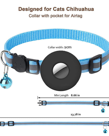 Airtag Pet Collar With Bell Reflective Adjustable Anti-lost Cat Dog Collar