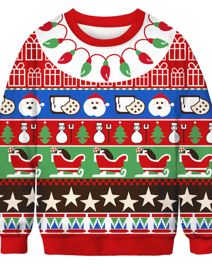 Loose sweater Christmas 3D digital printing round neck