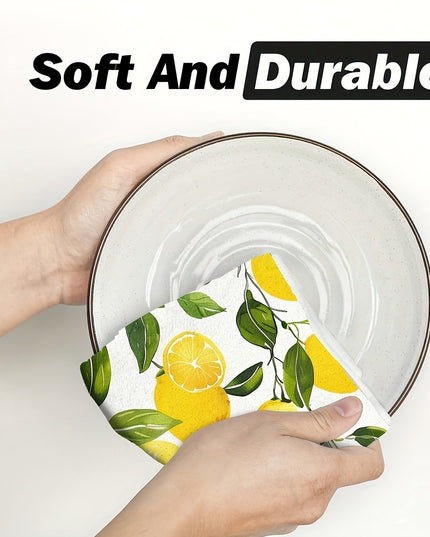 Household Polyester Digital Printing Green Lemon Dishwashing Scouring Pad