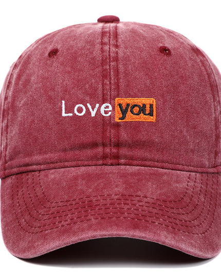 Love You Embroidered Hat Retro Distressed Soft Top