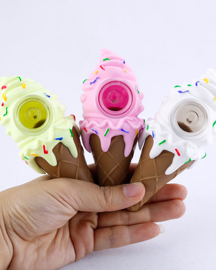 Ice Cream Pipe, Glass Bowl Pipe, Silicone Pipe