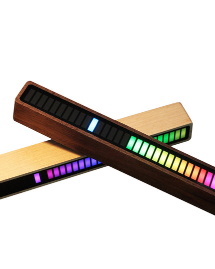 Solid Wood Bluetooth Voice Control Pickup Rhythm Lights Music Spectrum LED RGB Car Atmosphere Audio Level Indicator VU Meter