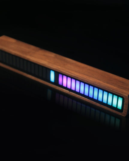 Solid Wood Bluetooth Voice Control Pickup Rhythm Lights Music Spectrum LED RGB Car Atmosphere Audio Level Indicator VU Meter
