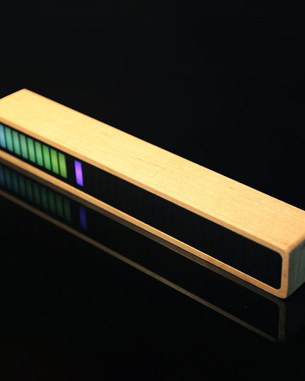 Solid Wood Bluetooth Voice Control Pickup Rhythm Lights Music Spectrum LED RGB Car Atmosphere Audio Level Indicator VU Meter