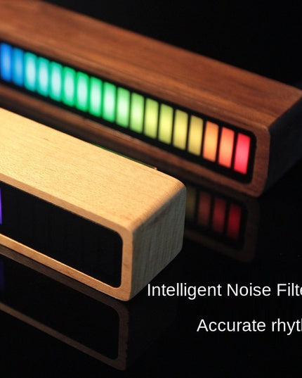 Solid Wood Bluetooth Voice Control Pickup Rhythm Lights Music Spectrum LED RGB Car Atmosphere Audio Level Indicator VU Meter