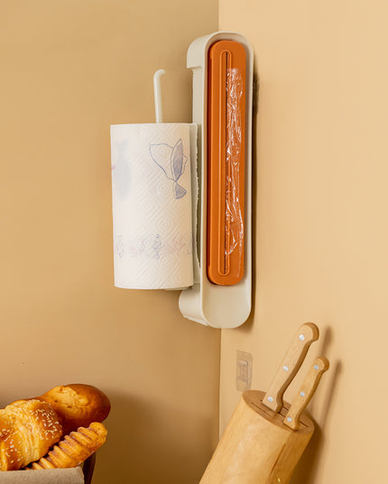 3 In1 Food Keeper Wrap Dispenser Storage Hang Holder Multifunctional Cling Film Cutter Slide Home Kitchen Gadgets