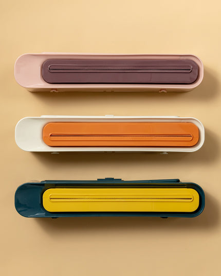 3 In1 Food Keeper Wrap Dispenser Storage Hang Holder Multifunctional Cling Film Cutter Slide Home Kitchen Gadgets