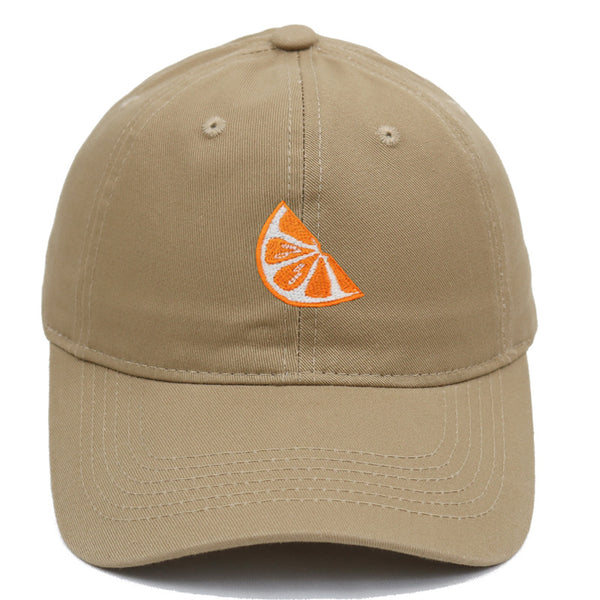 Orange Embroidered Baseball Cap Women's Cotton Soft Top