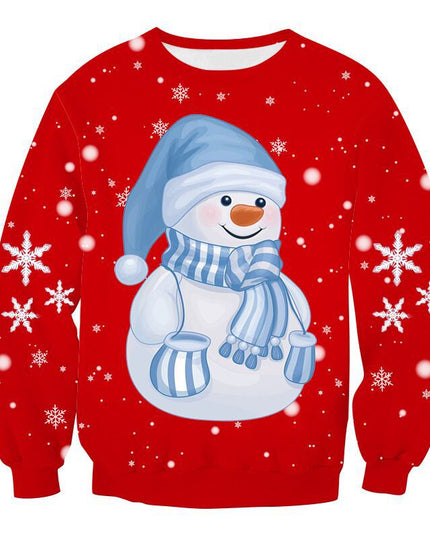 Loose sweater Christmas 3D digital printing round neck