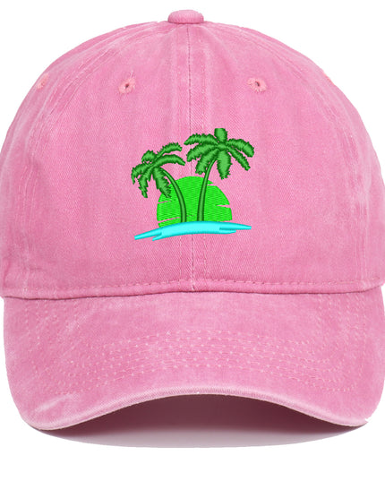 Coconut Embroidery Pattern Washed Old Soft Top Baseball Cap