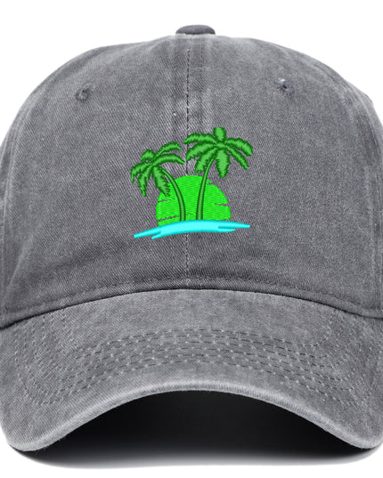 Coconut Embroidery Pattern Washed Old Soft Top Baseball Cap