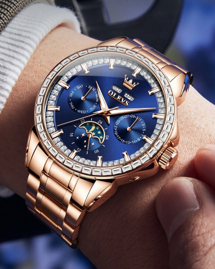 Multi-functional Men's Diamond-embedded Automatic Mechanical Watch