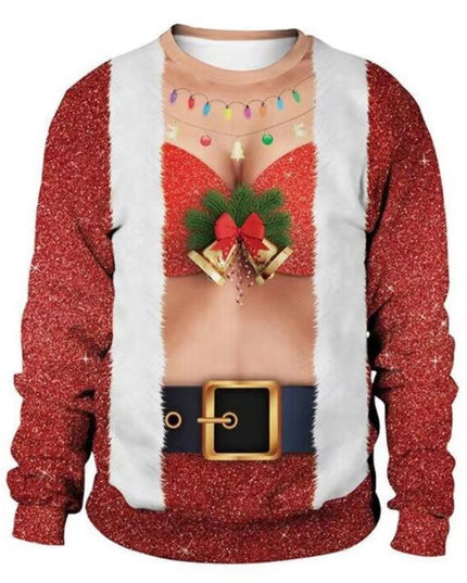 Men's Fashion Christmas 3D Digital Printed Round Neck Sweater