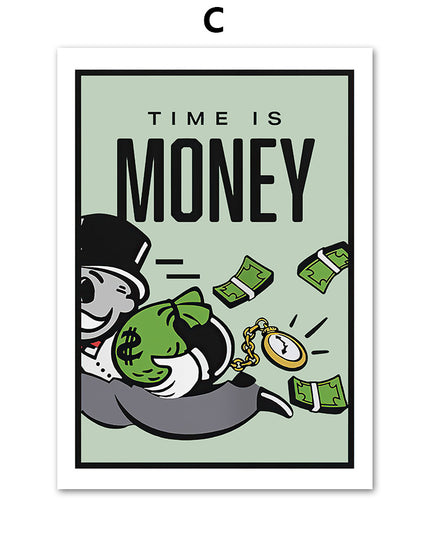 Stock Market Money Monopoly Inspirational Wall Art Canvas Painting Living Room Decor Wall Painting