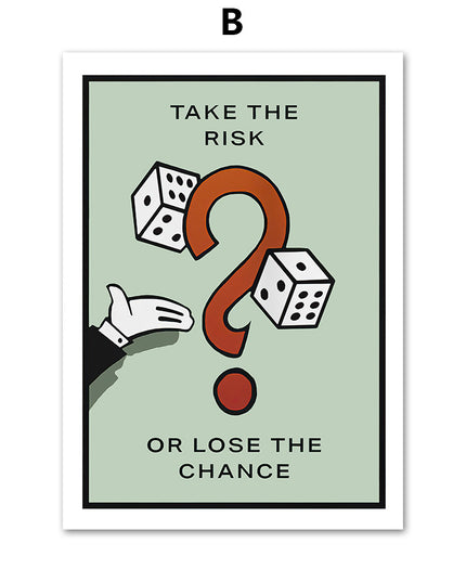 Stock Market Money Monopoly Inspirational Wall Art Canvas Painting Living Room Decor Wall Painting