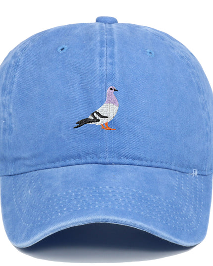 Pigeon Embroidered Washed Sun Hat