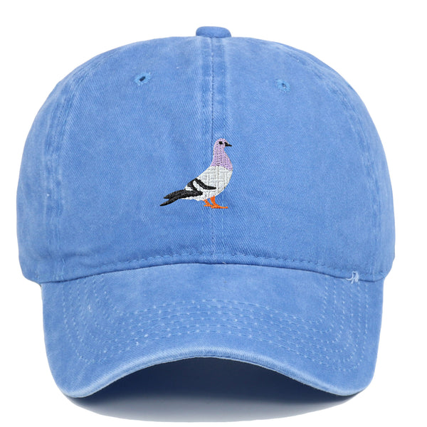 Pigeon Embroidered Washed Sun Hat