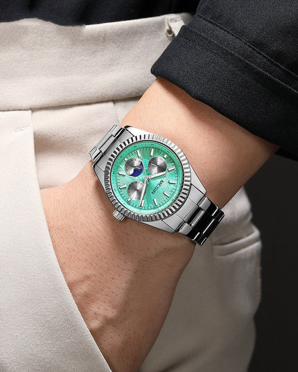 Lunar Phase Business Steel-Strap Waterproof Quartz Men's Watch