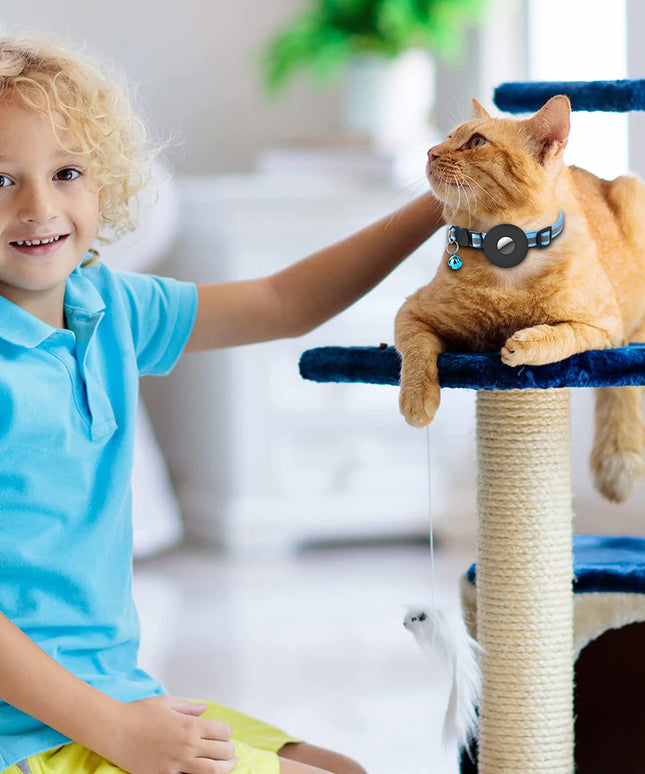 Airtag Pet Collar With Bell Reflective Adjustable Anti-lost Cat Dog Collar