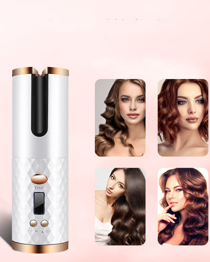 Rechargeable Automatic Hair Curler Women Portable Hair Curling Iron LCD Display Ceramic Curly Rotating Curling Wave Styer