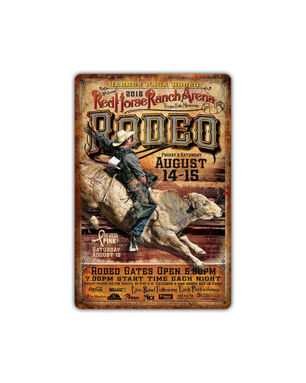 Western cowboy vintage tin painting