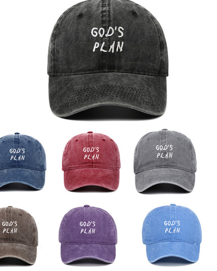 GODS PLAN Embroidered Baseball Cap Pure Cotton Washed