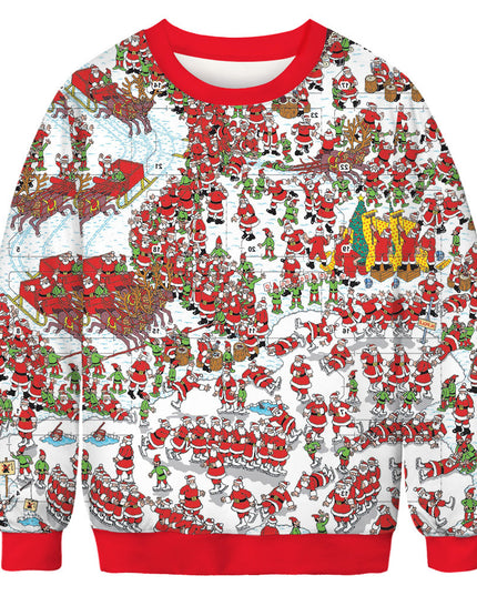Loose sweater Christmas 3D digital printing round neck
