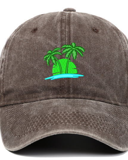 Coconut Embroidery Pattern Washed Old Soft Top Baseball Cap