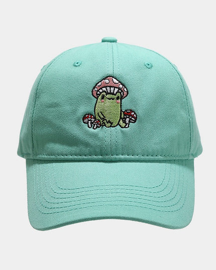Cute Cartoon Frog Mushroom Embroidered Baseball Cap