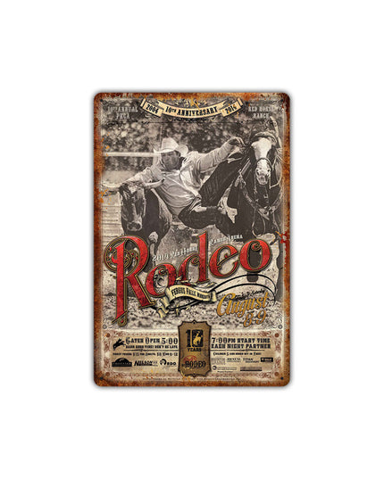 Western cowboy vintage tin painting