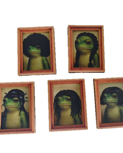 Fun And Quirky Frog-print Wooden Photo Frame Fridge Magnet