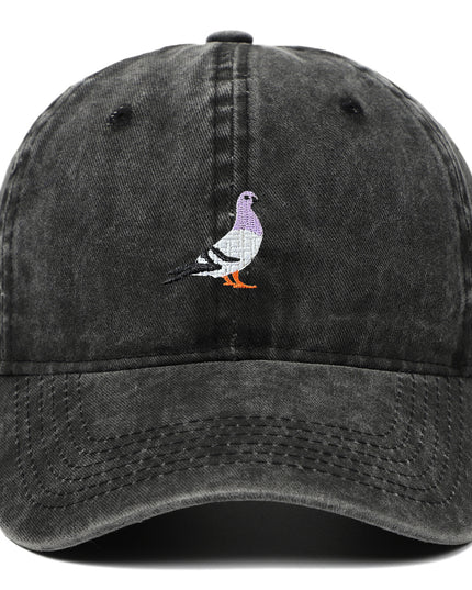 Pigeon Embroidered Washed Sun Hat