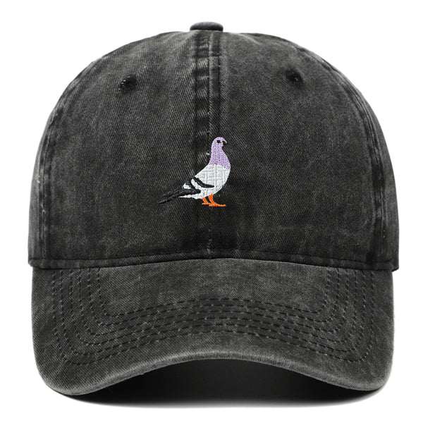 Pigeon Embroidered Washed Sun Hat