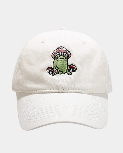 Cute Cartoon Frog Mushroom Embroidered Baseball Cap