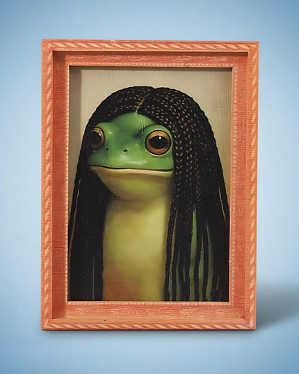 Fun And Quirky Frog-print Wooden Photo Frame Fridge Magnet
