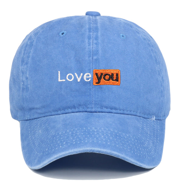 Love You Embroidered Hat Retro Distressed Soft Top
