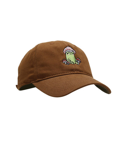 Cute Cartoon Frog Mushroom Embroidered Baseball Cap