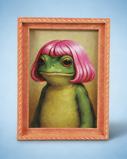 Fun And Quirky Frog-print Wooden Photo Frame Fridge Magnet